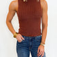Cozy Mock Neck Tank - Brown