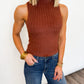 Cozy Mock Neck Tank - Brown