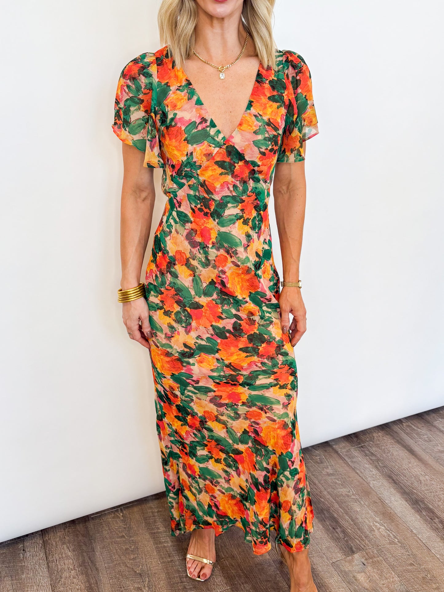 Autumn Glow Floral Maxi Dress