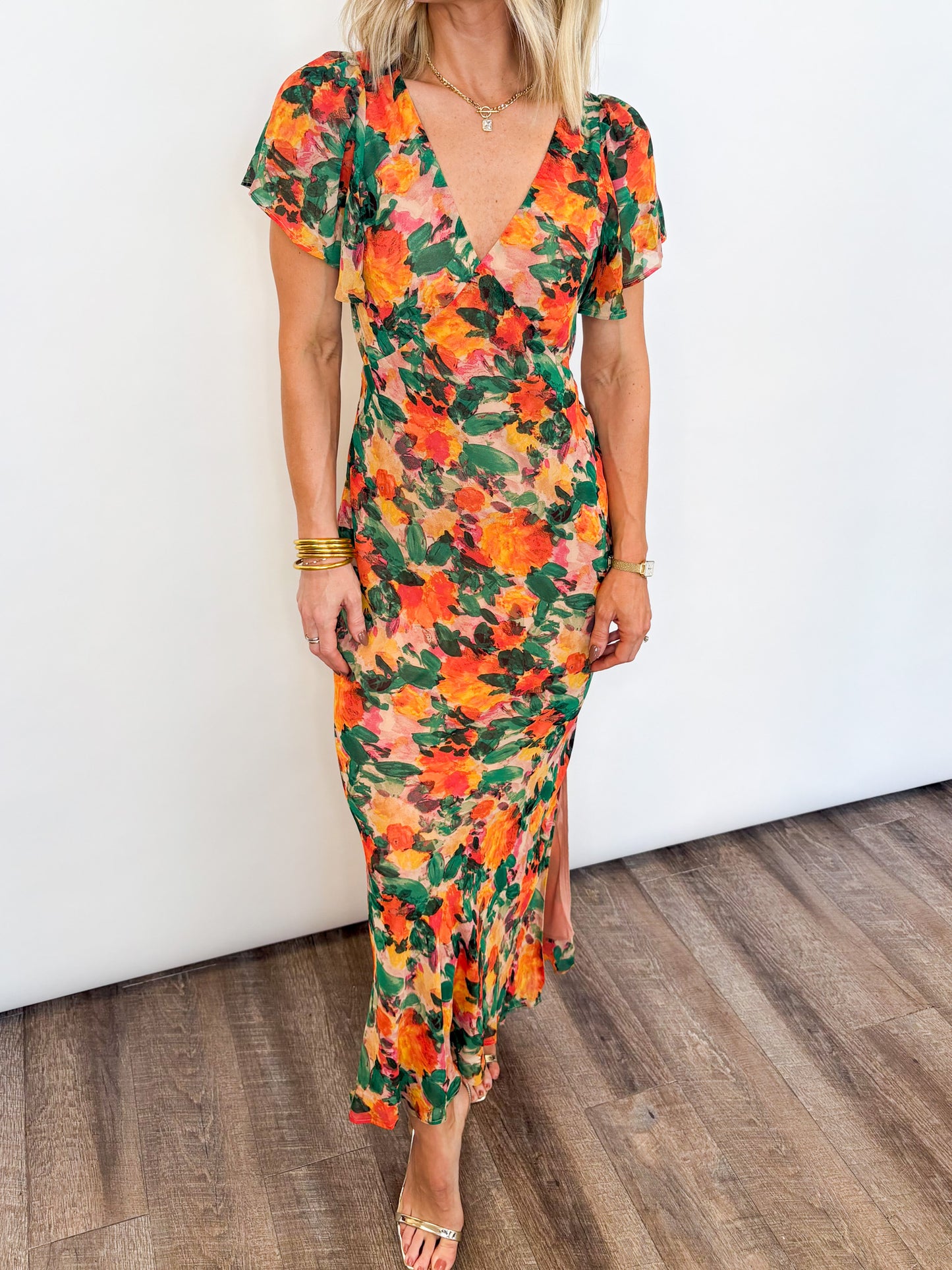 Autumn Glow Floral Maxi Dress