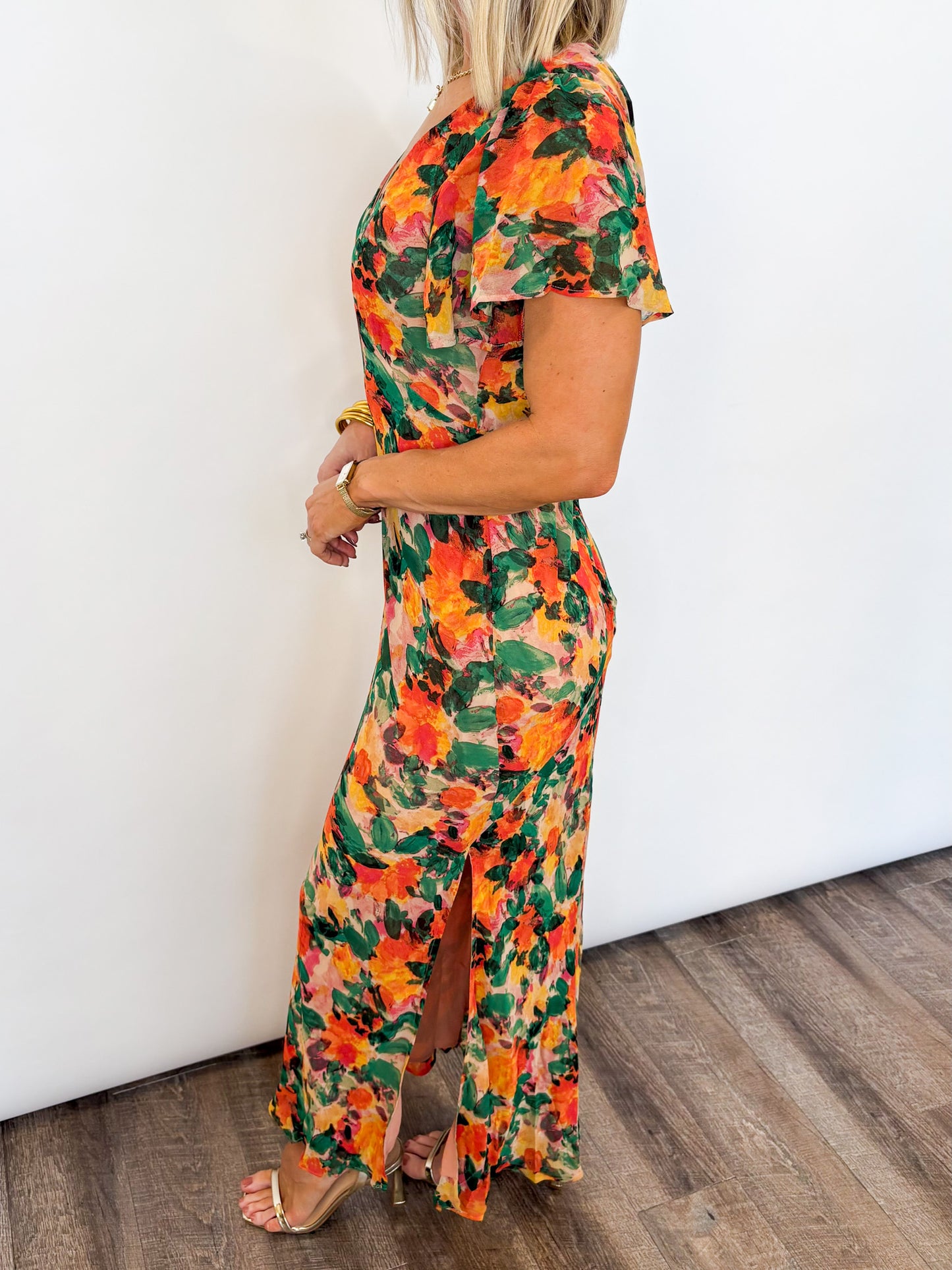 Autumn Glow Floral Maxi Dress