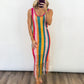 Sunset Stripe Crochet Midi Dress