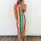 Sunset Stripe Crochet Midi Dress