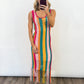 Sunset Stripe Crochet Midi Dress