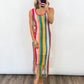 Sunset Stripe Crochet Midi Dress