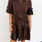 Mocha Ruffle Shift Dress