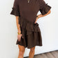 Mocha Ruffle Shift Dress