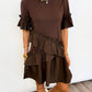 Mocha Ruffle Shift Dress