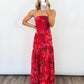 Scarlet Garden Strapless Maxi Dress