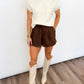 Faux Suede Chic Shorts – Brown