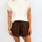 Faux Suede Chic Shorts – Brown