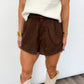 Faux Suede Chic Shorts – Brown
