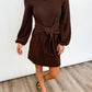 Mocha Tie-Front Knit Dress