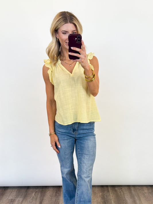 Sunshine Ruffle Neck Top