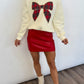 Mistletoe Mini Faux Leather Skirt