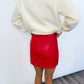 Mistletoe Mini Faux Leather Skirt