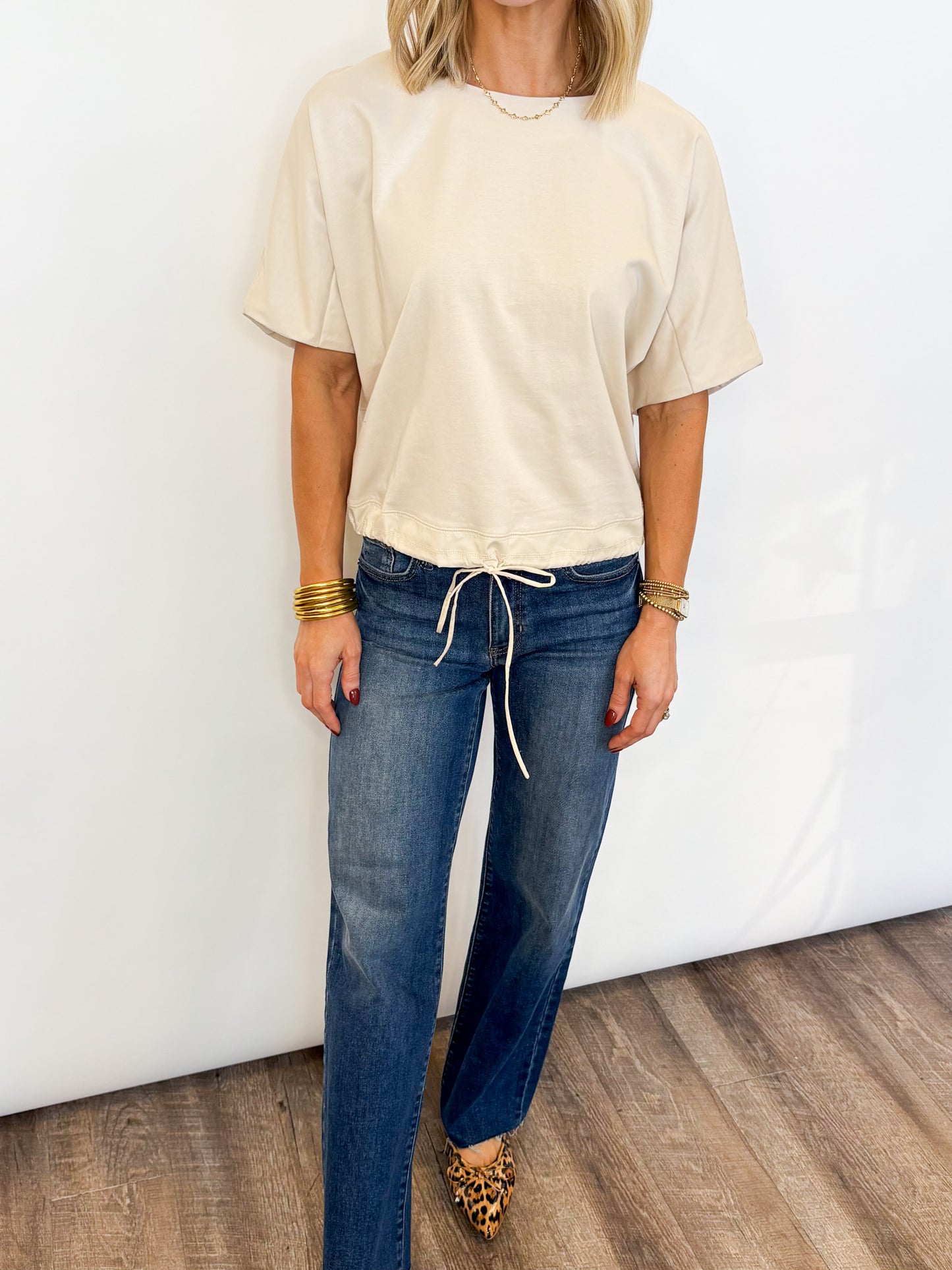 Every Day Drawstring Hem Top