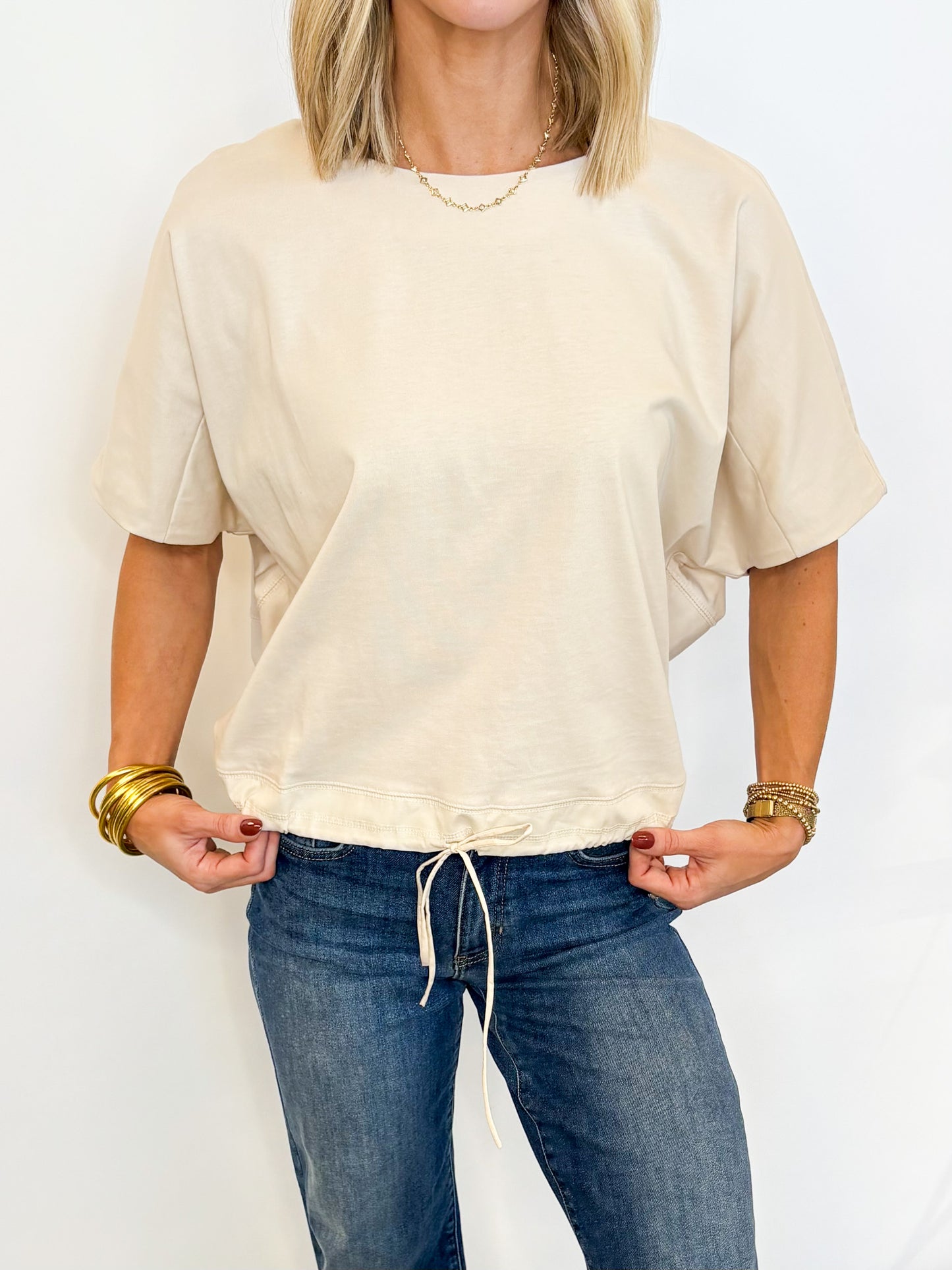 Every Day Drawstring Hem Top