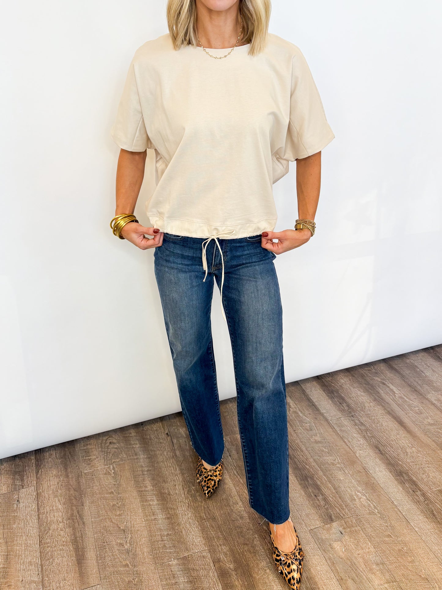 Every Day Drawstring Hem Top