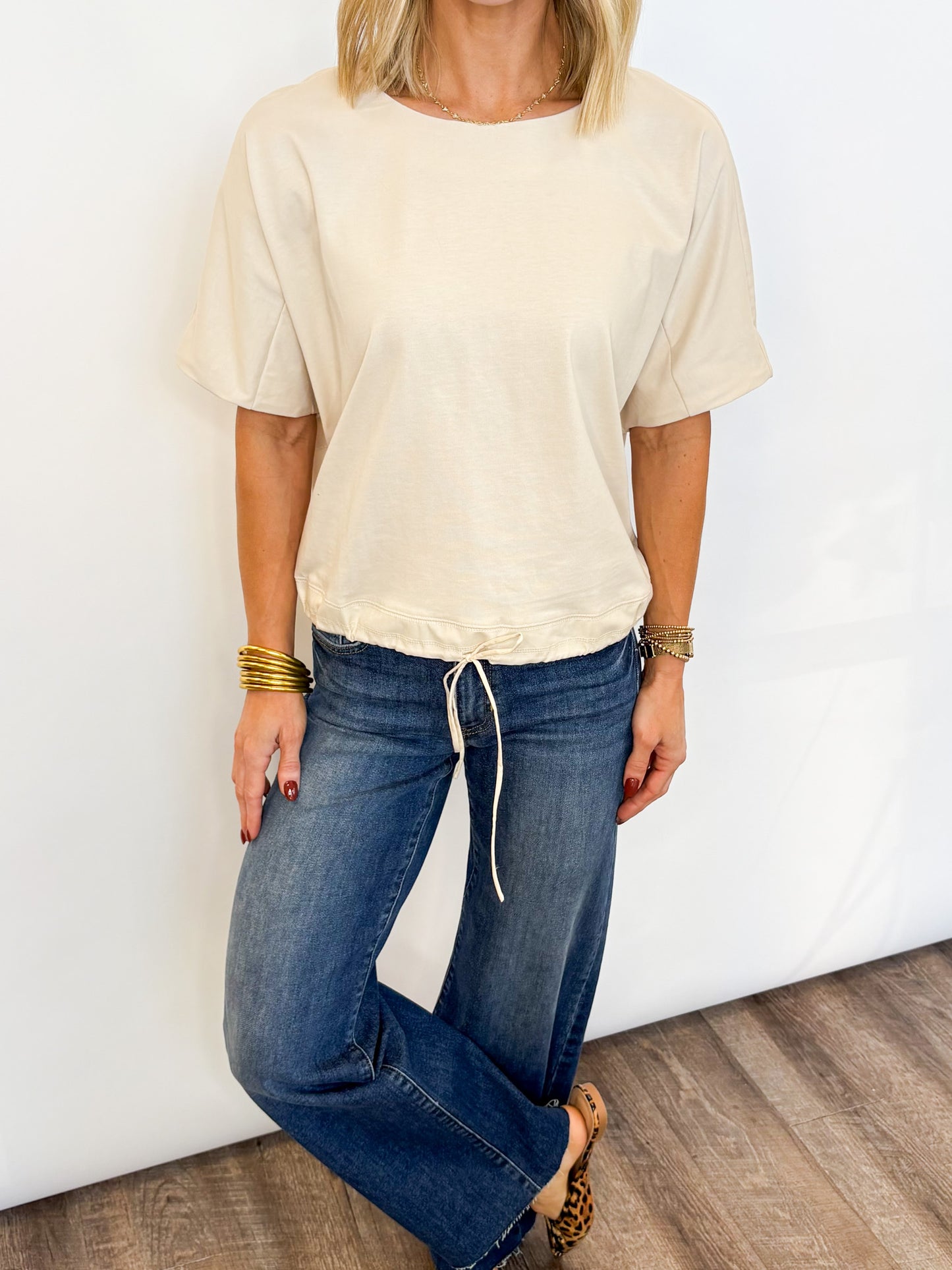 Every Day Drawstring Hem Top