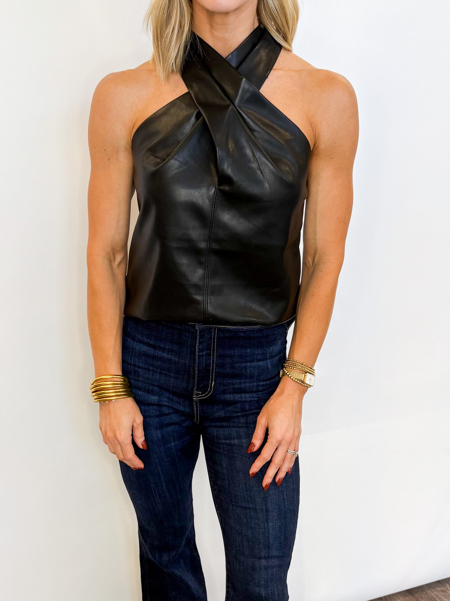 After Dark Faux Leather Top