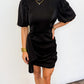 Midnight Satin Ruched Mini Dress