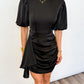 Midnight Satin Ruched Mini Dress