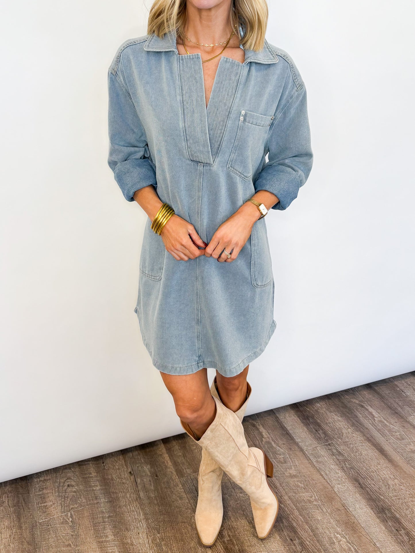Easygoing Denim Dress - 2 COLORS