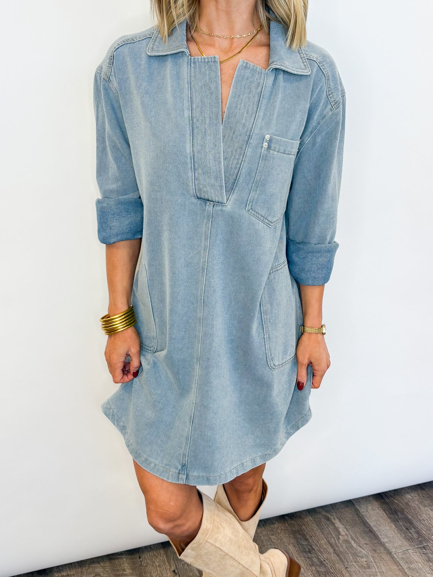 Easygoing Denim Dress - 2 COLORS