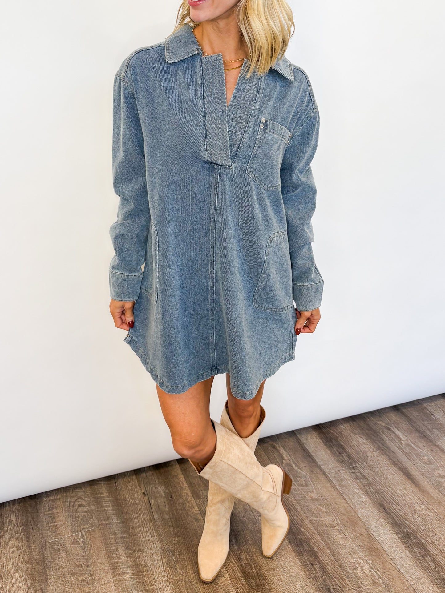 Easygoing Denim Dress - 2 COLORS
