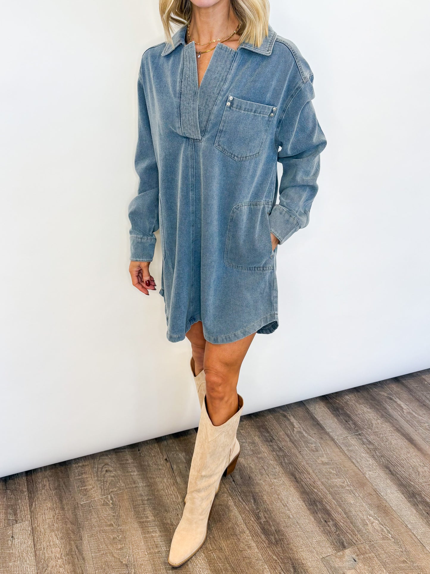 Easygoing Denim Dress - 2 COLORS