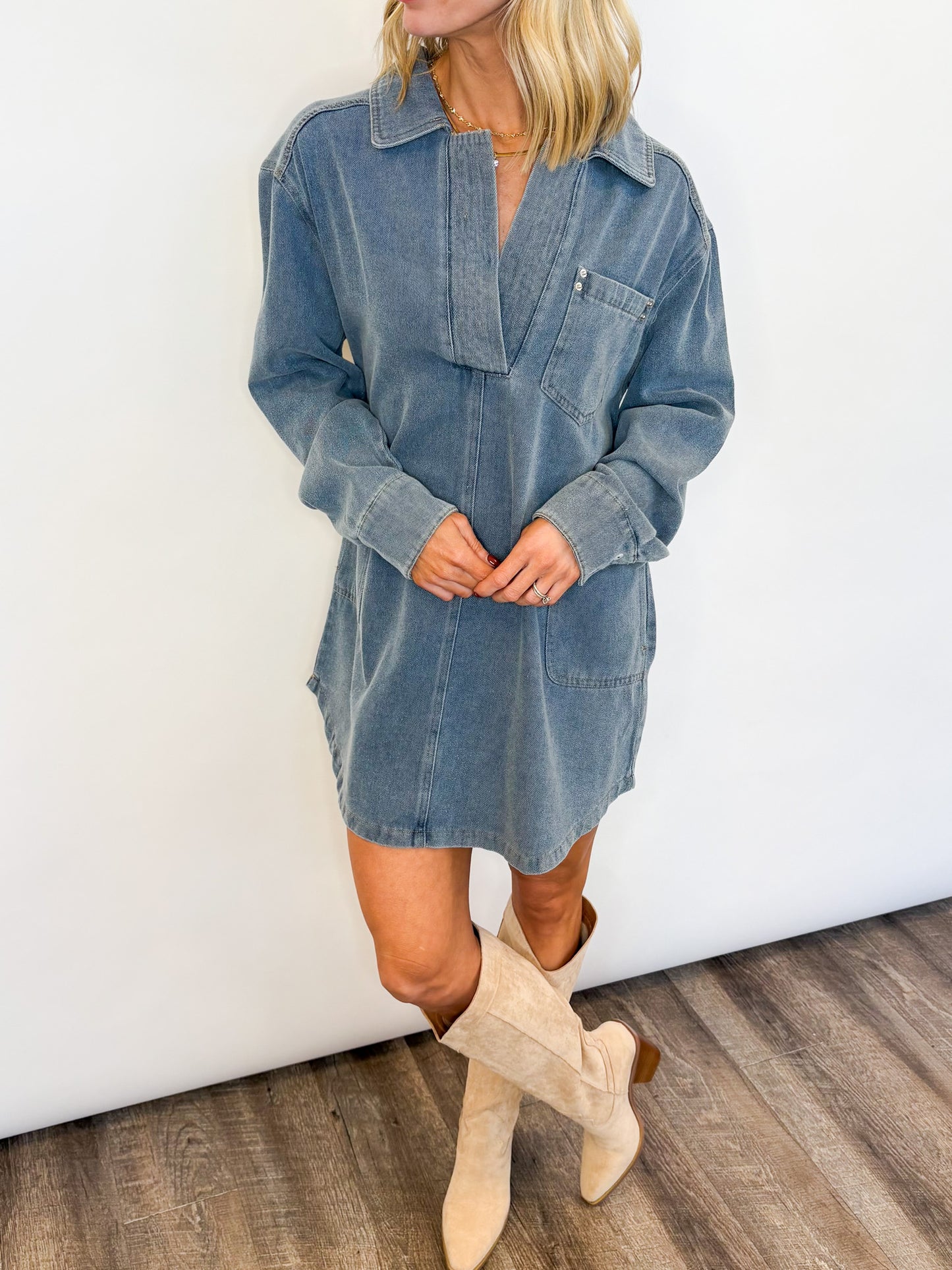 Easygoing Denim Dress - 2 COLORS