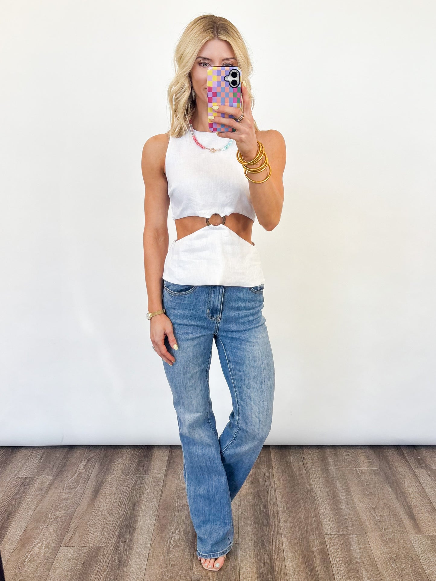 Sunlit Circle Linen Top - 2 COLORS