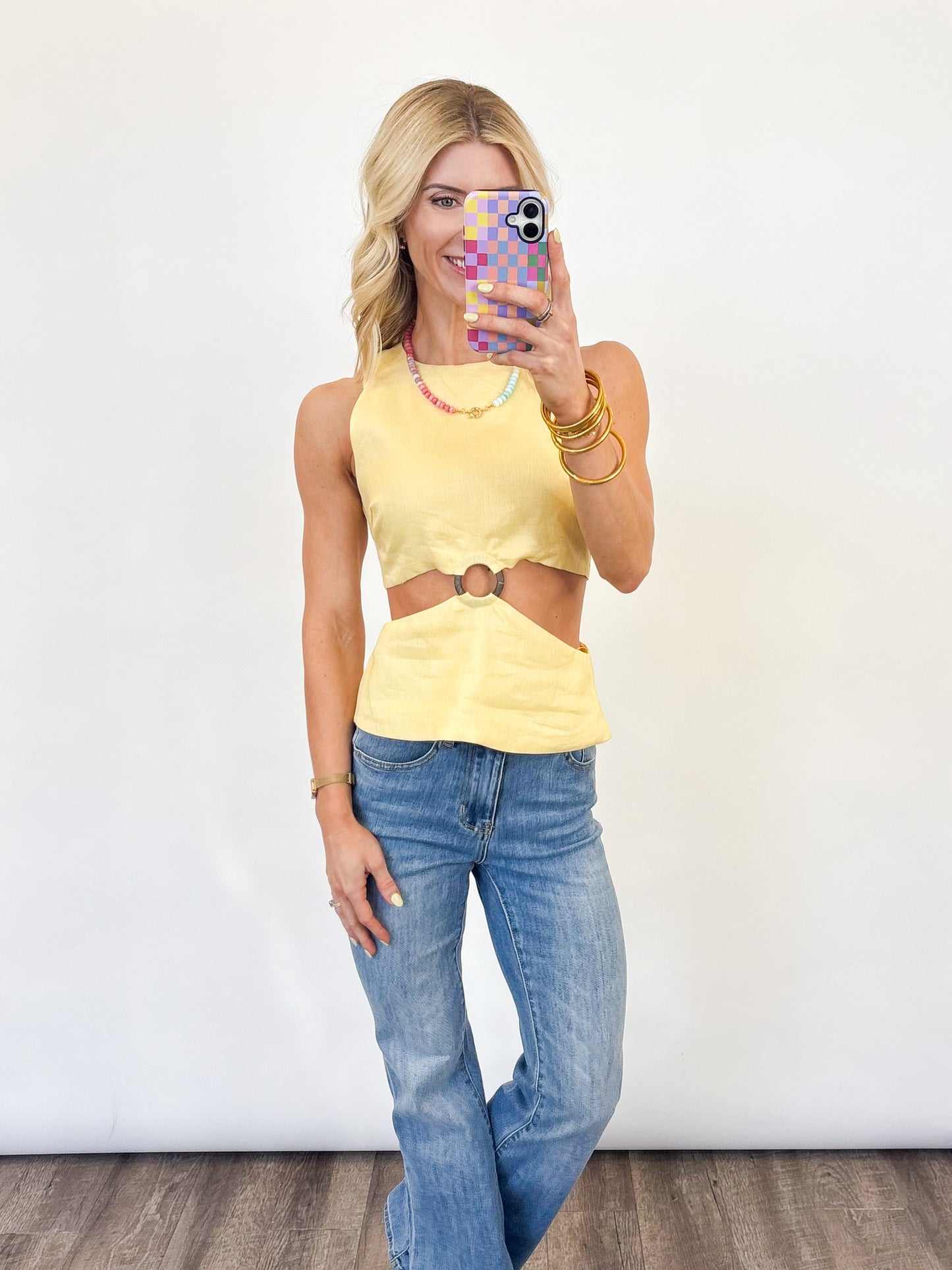Sunlit Circle Linen Top - 2 COLORS