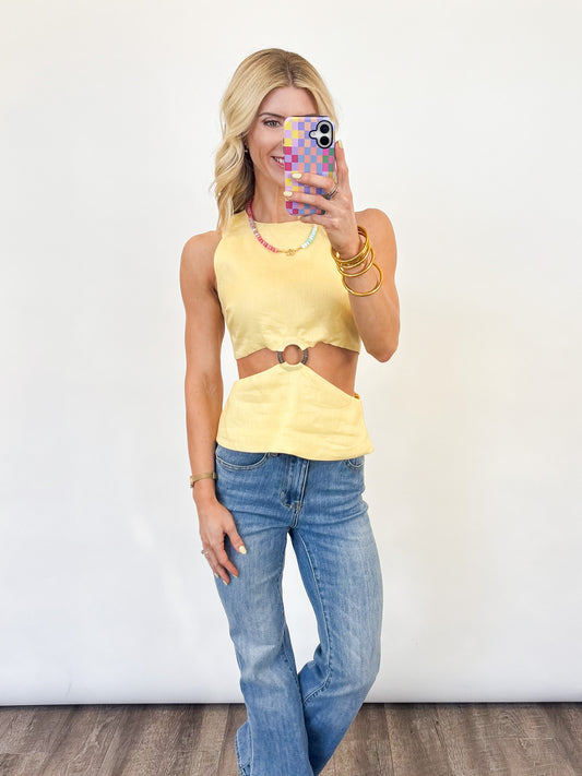 Sunlit Circle Linen Top - 2 COLORS