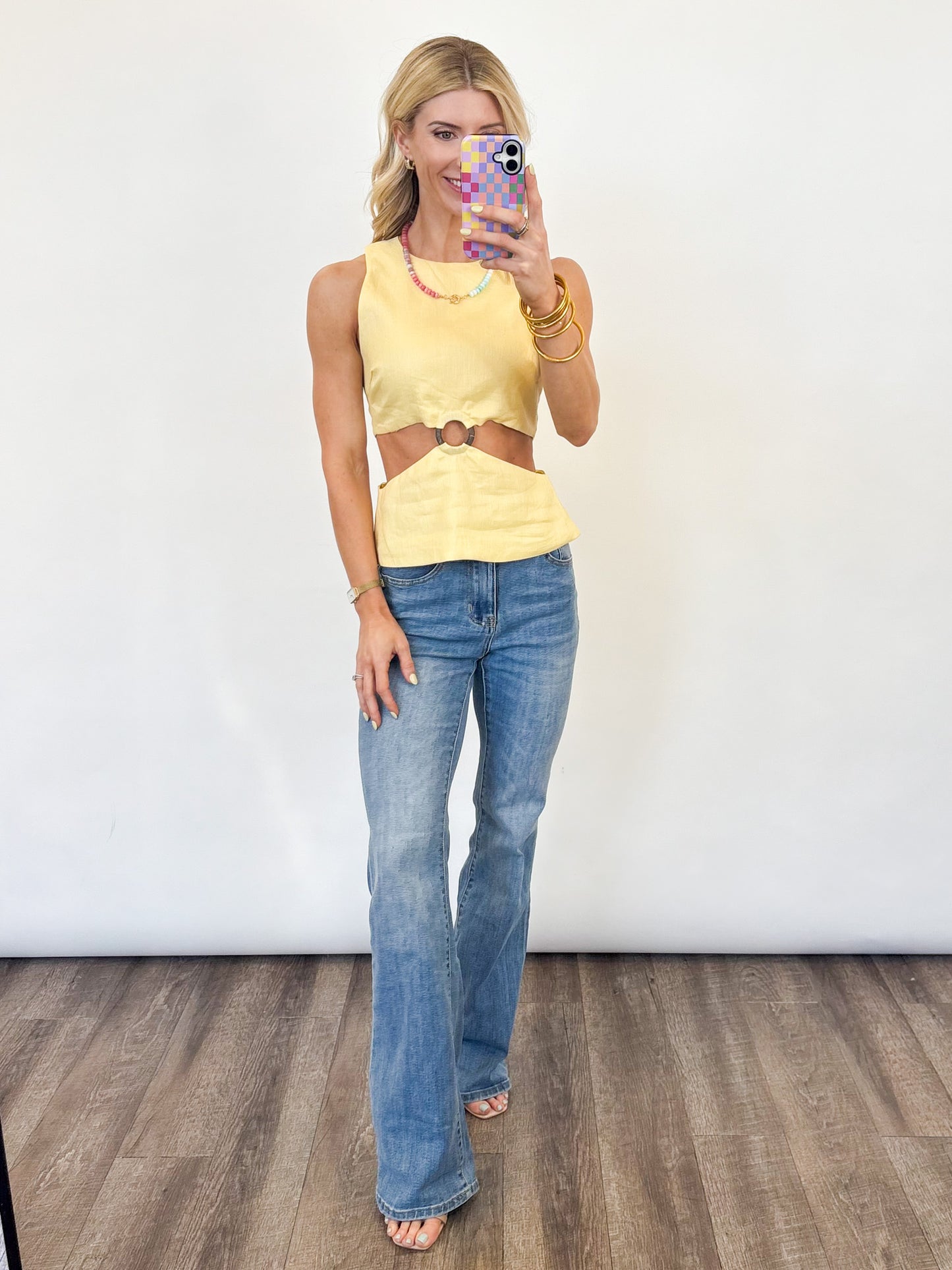 Sunlit Circle Linen Top - 2 COLORS