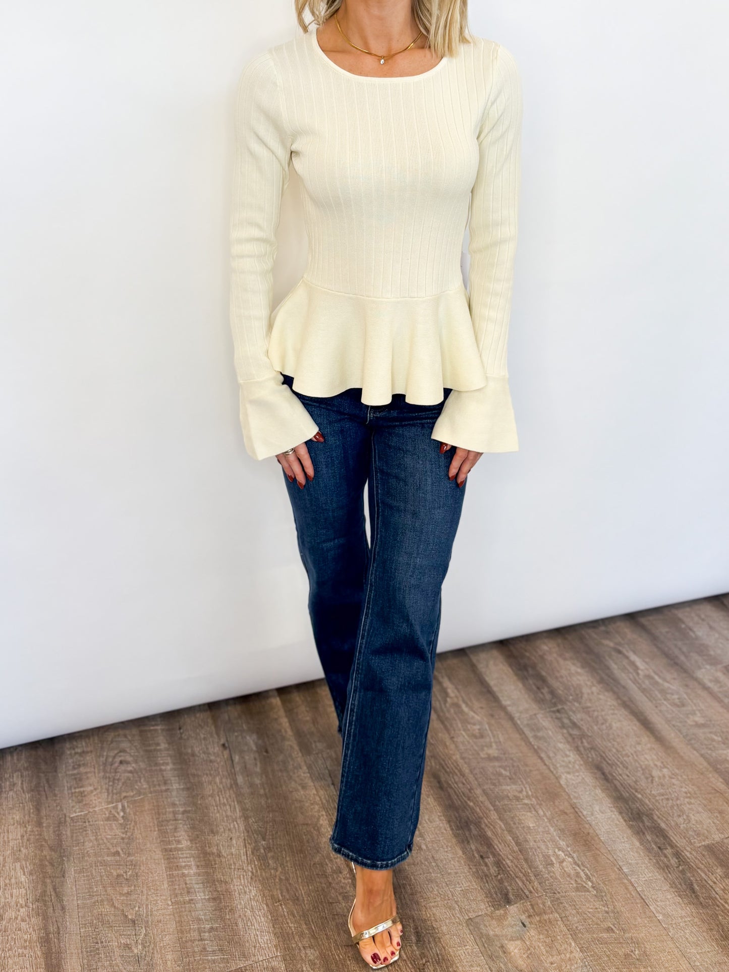 Ivory Belle Peplum Sweater