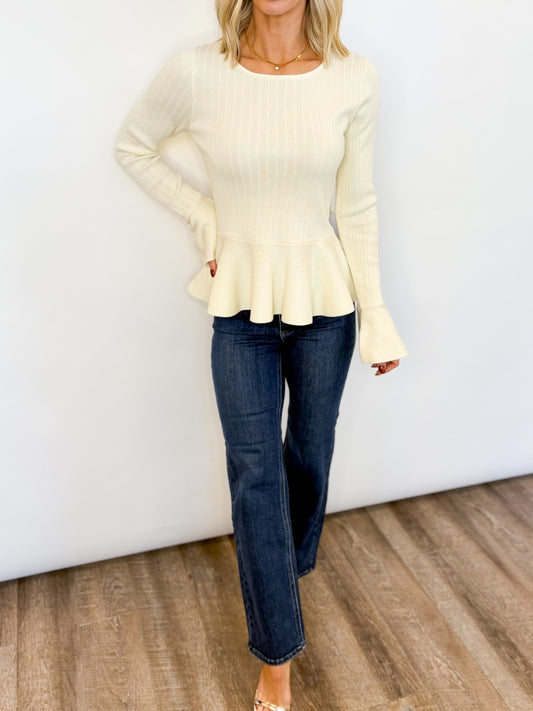 Ivory Belle Peplum Sweater