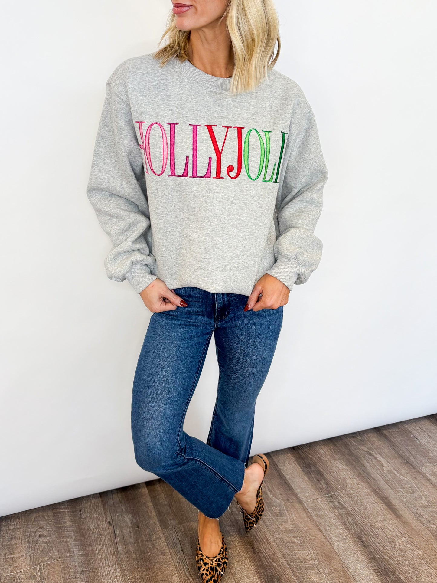 Holly Jolly Embroidered Sweatshirt