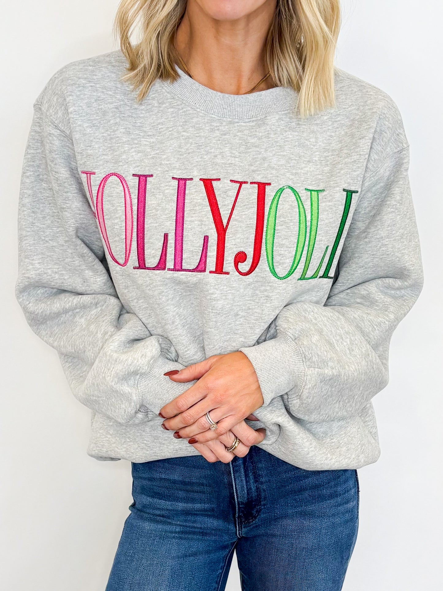 Holly Jolly Embroidered Sweatshirt