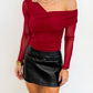 Crimson Sheer Drape Top
