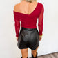 Crimson Sheer Drape Top