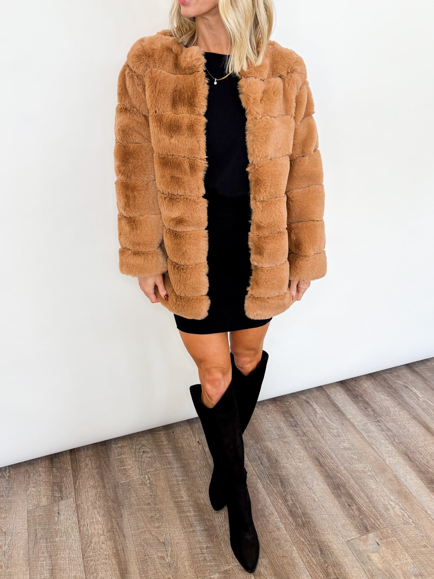 Luxe Latte Faux Fur Coat