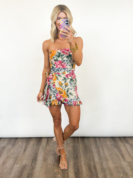 Garden Party Strapless Romper