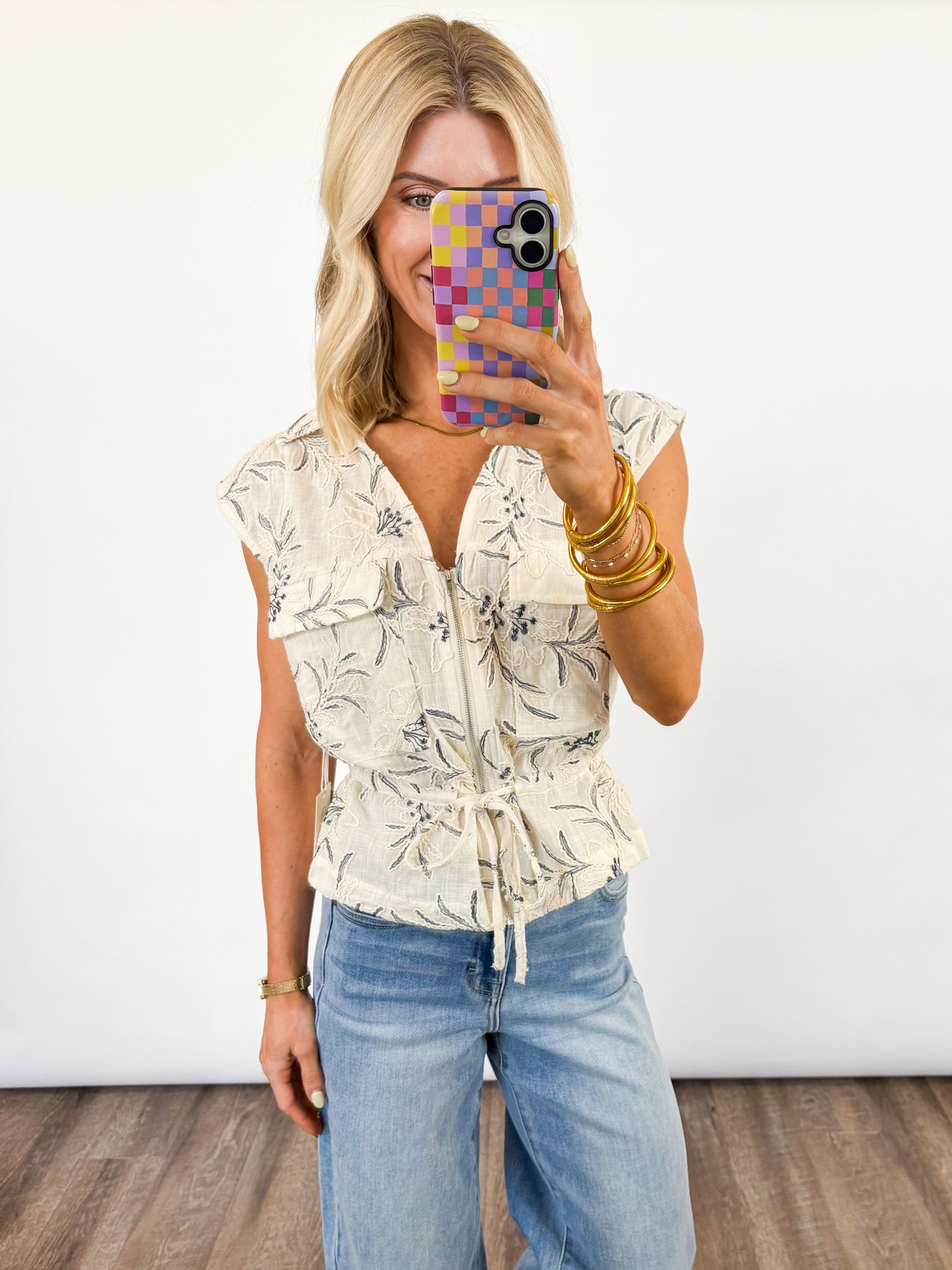 Harbor Bloom Zip Top