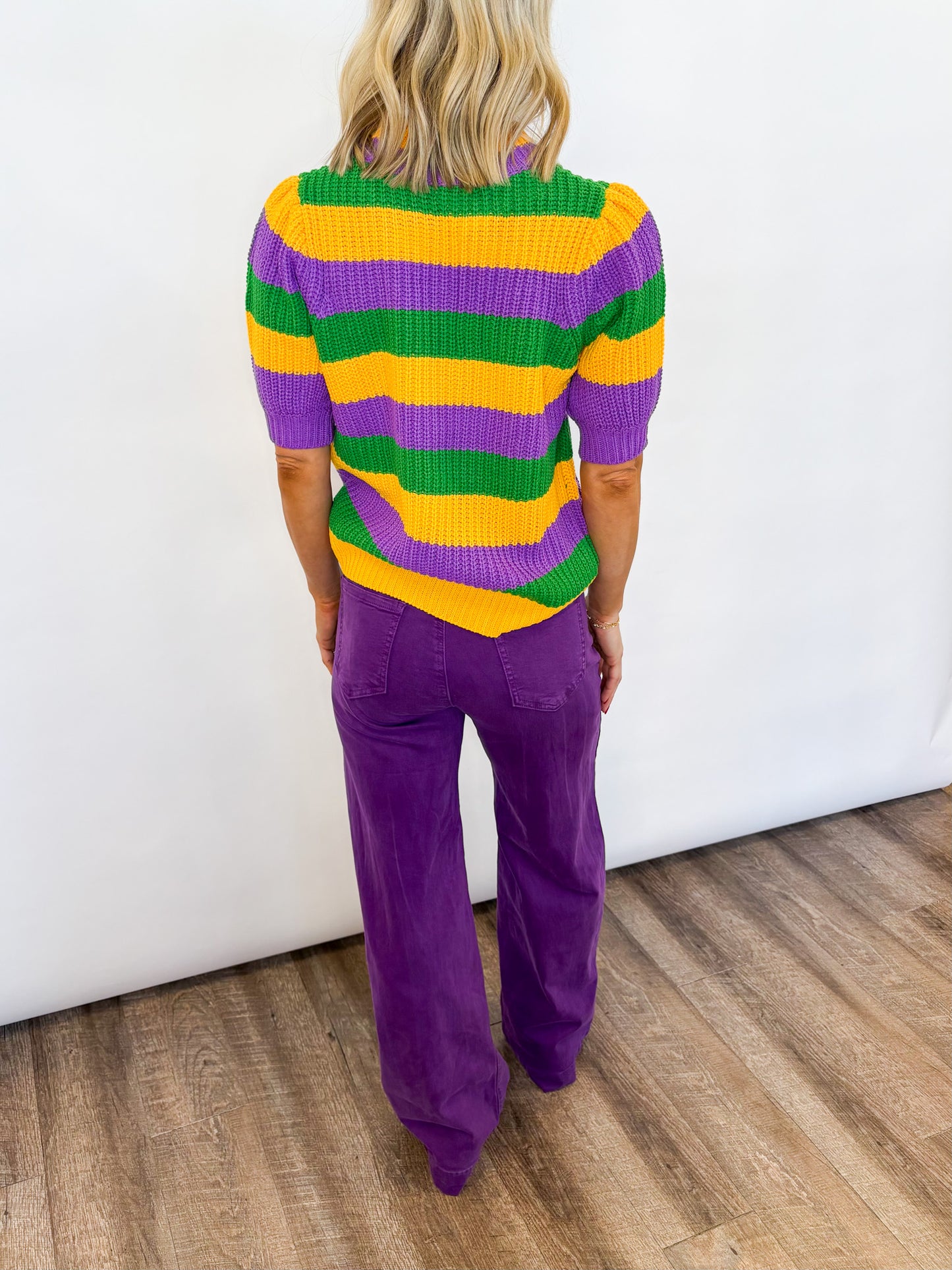 Mardi Gras SS Knit Sweater
