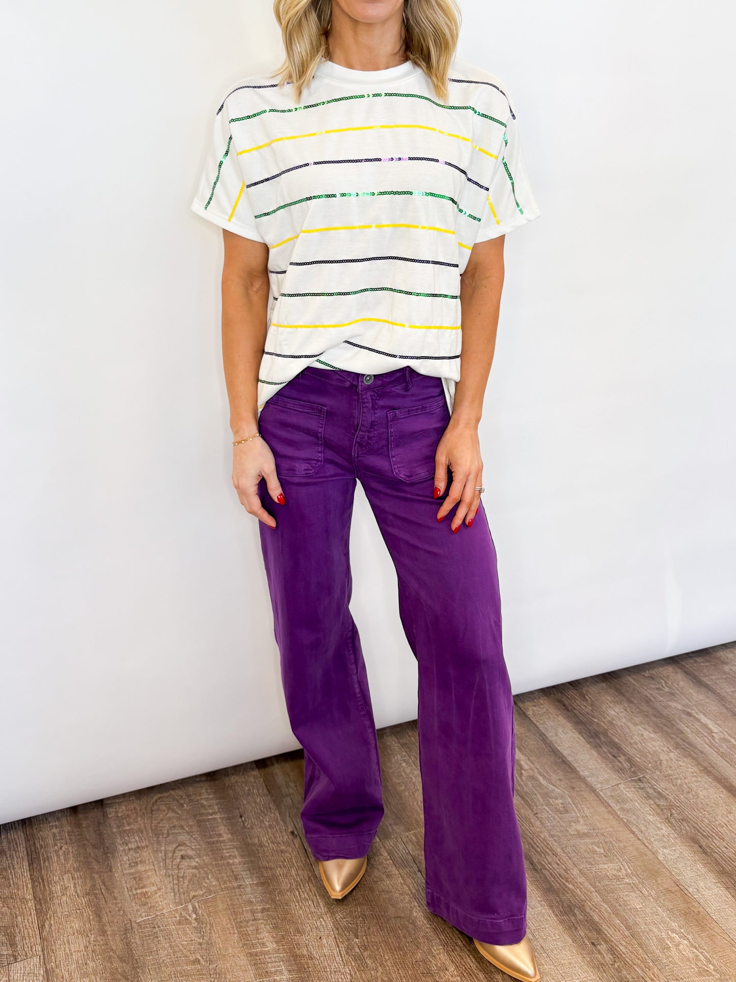 Mardi Gras Sequin Stripe Top