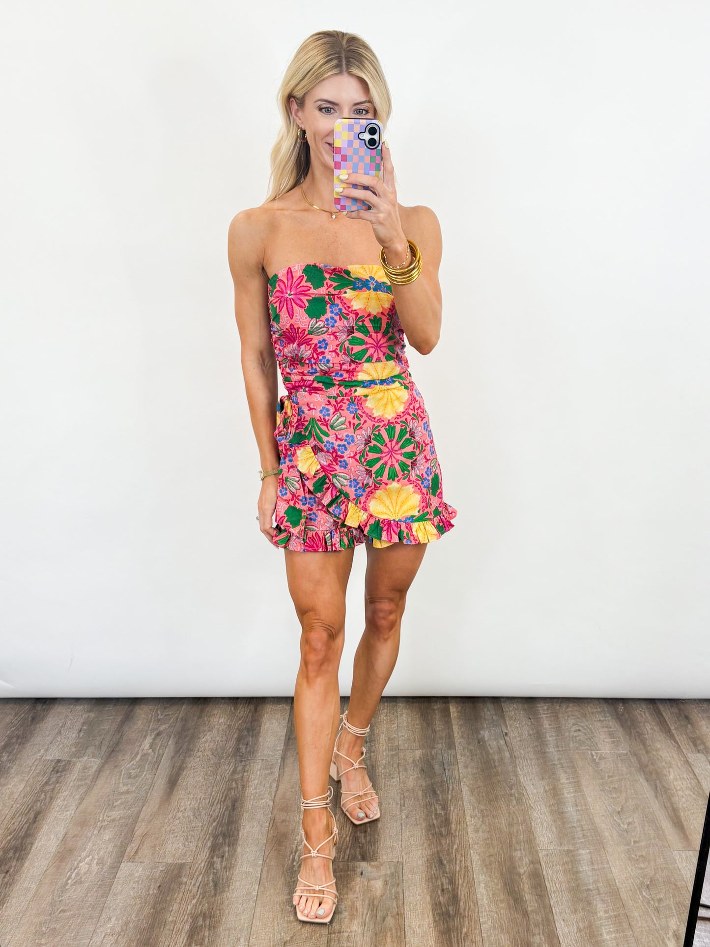 Tropic Bloom Strapless Romper