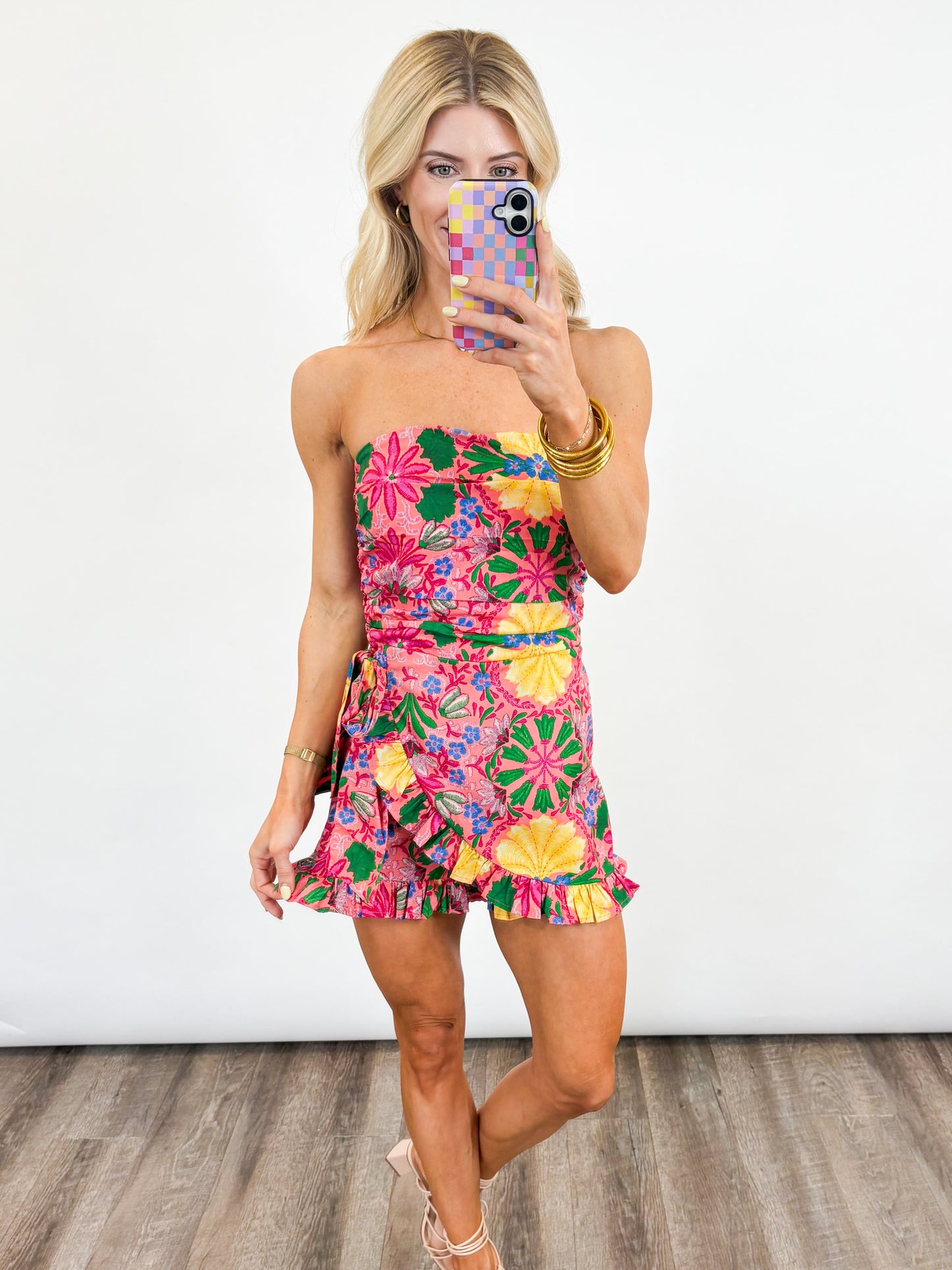 Tropic Bloom Strapless Romper