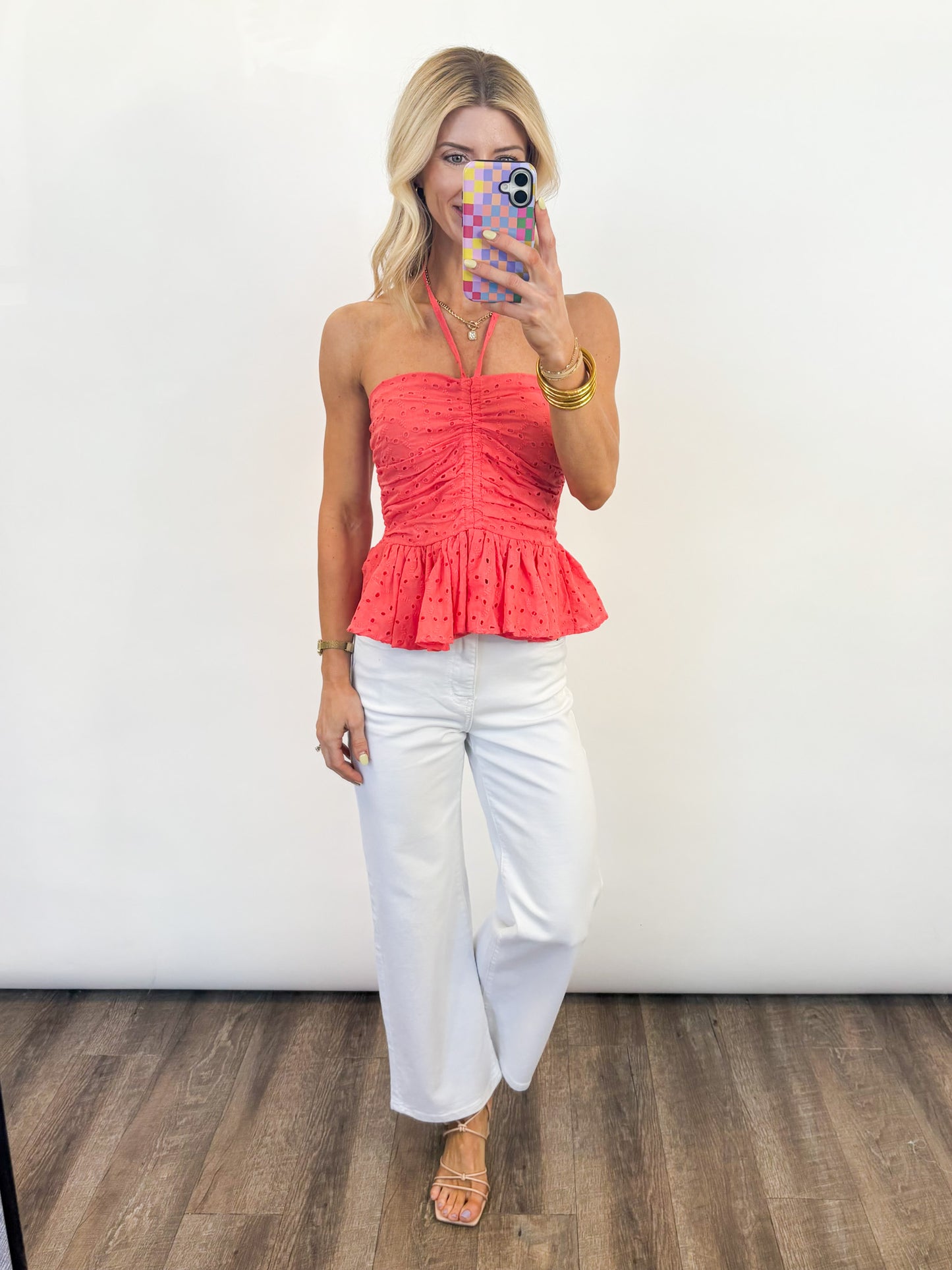 Coral Breeze Eyelet Top - 2 COLORS